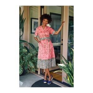 Beautiful By Lawrence Zarian Womens Shirt Dress 3XP Belted Floral Short Sleeve
